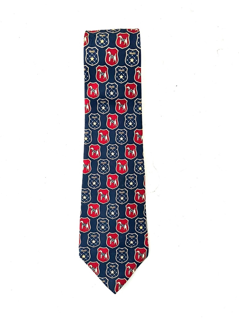 Terrier Print 100% Silk Classic Hilfiger Navy and Red Men's Tie Dog Lover